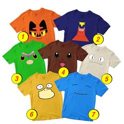 Pokemon T-Shirt Merch - 3 Pack Tee Shirts Bundle Cartoon Printed Psyduck, Snorlax, Eevee, Meowth, Torracat, Caterpie
