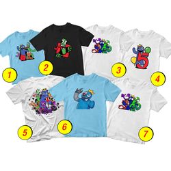 Rainbow Friends T-Shirt Merch - 3 Pack Tee Shirts Bundle Cartoon Printed Short Sleeve Toddler Unisex Boys Girls 1-10