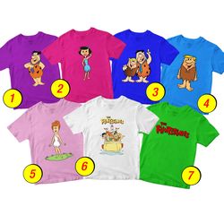 The Flintstone T-Shirt Merch - 3 Pack Tee Shirts Bundle Cartoon Printed Boys Girls 1-10 Fred Wilma Barney Betty