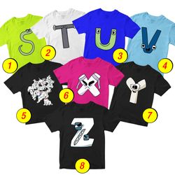 Alphabet Lore S T U V W X Y Z T-Shirt Merch - 3 Pack Tee Shirts Bundle Cartoon Printed Short Sleeve Toddler Boys Girls