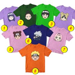 Naruto, Sakura, Kakashi, Hinata, Rock Lee T-Shirt Merch - 3 Pack Tee Shirts Bundle Cartoon Printed Boys Girls 1-10