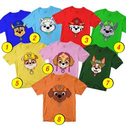 Paw Patrol Marshall, Chase T-Shirt Merch - 3 Pack Tee Shirts Bundle Cartoon Printed Short Sleeve Toddler Boys Girls 1-10