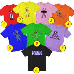 Rainbow Friends Blue Friend T-Shirt Merch - 3 Pack Tee Shirts Bundle Cartoon Printed Short Sleeve Boys Girls 1-10