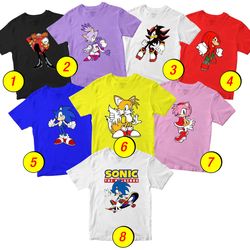 Sonic The Hedgehog Tails, Spike T-Shirt Merch - 3 Pack Tee Shirts Bundle Cartoon Printed Short Sleeve Boys Girls 1-10