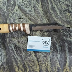 anglo saxon seax knife with a birch, antler and birch bark handle