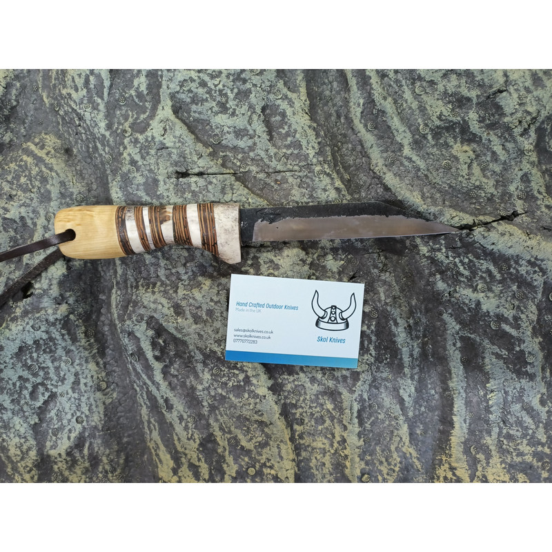 Anglo Saxon Seax Knife With A Birch Antler And Birch Bark Handle 0