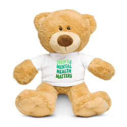 teddy bear with men's mental health matters t-shirt