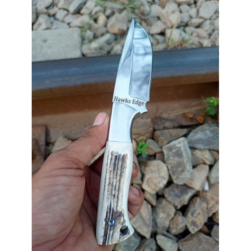 Hawks Edge Handmade D2 Steel Hunting Bushcraft Survival Knife 10 Stag Handle With Steel Bolsters 2