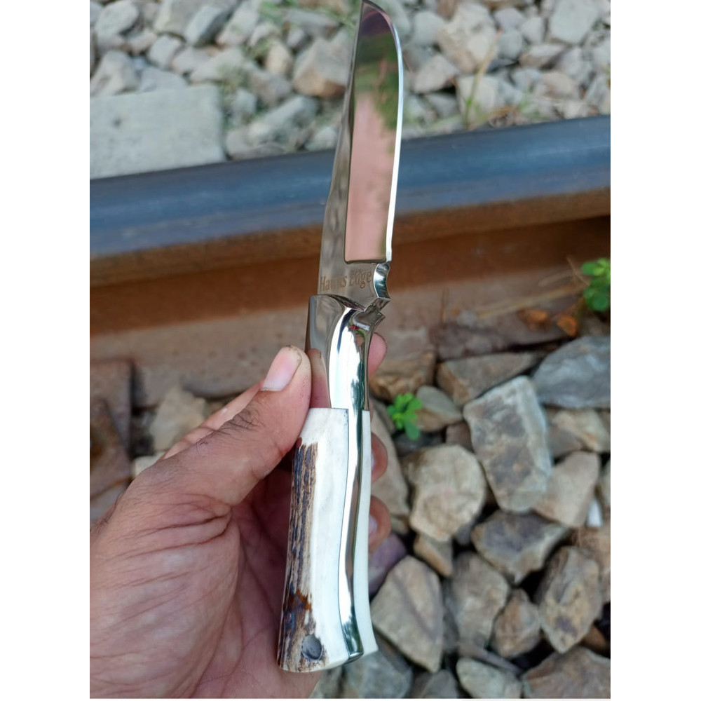 Hawks Edge Handmade D2 Steel Hunting Bushcraft Survival Knife 10 Stag Handle With Steel Bolsters 4