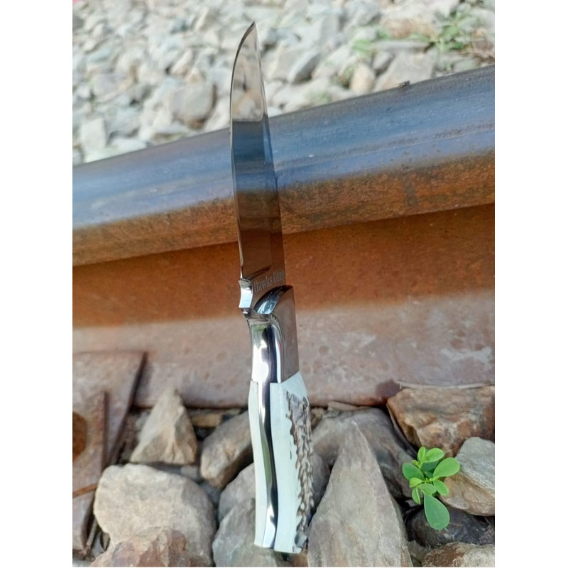 Hawks Edge Handmade D2 Steel Hunting Bushcraft Survival Knife 10 Stag Handle With Steel Bolsters 3