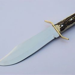 handmade 15 inch premium d2 hunting knife – luxury stag handle with brass guard | 5mm thick razor sharp blade