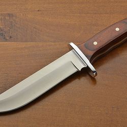 handmade 13" d2 steel hunting knife – rosewood handle, d2 clip & bolster, premium gift with leather sheathhome