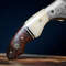 Damascus Steel Folding Pocket Knife With Leather Sheath Handmade 75 Inch Hunting Knife Camel Bone A 3