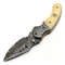 Damascus Steel Folding Knife 74 Inch Camel Bone Handle Handmade Pocket Knife With Leather Sheath Fo 0