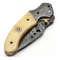 Damascus Steel Folding Knife 74 Inch Camel Bone Handle Handmade Pocket Knife With Leather Sheath Fo 5