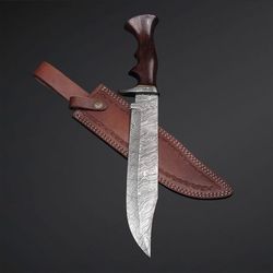 damascus knife 13 inch overall 8 inch blade rosewood handle premium handmade
