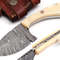 Handmade Damascus Steel Skinning Knife Set  75 Overall  Camel Bone Wenge Wood  Buffalo Horn Handles 0