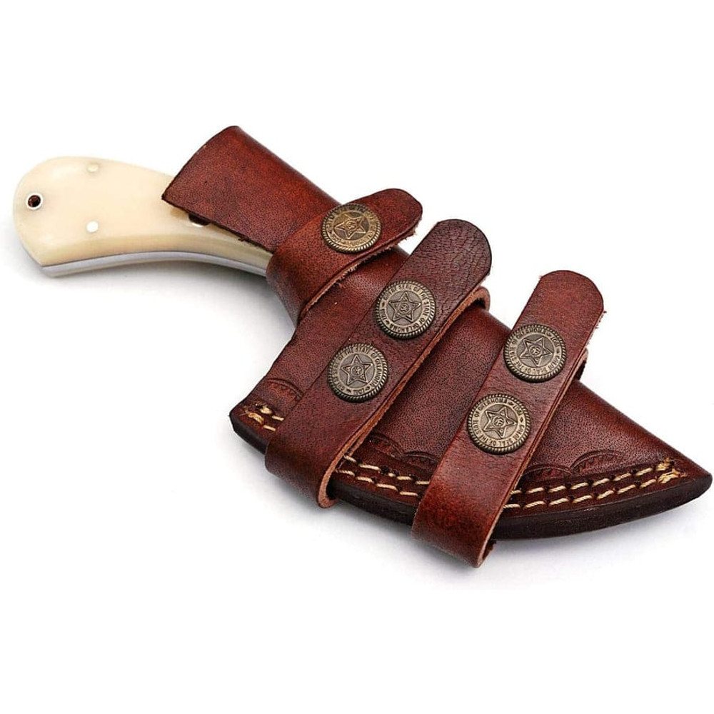 Handmade Damascus Steel Skinning Knife Set  75 Overall  Camel Bone Wenge Wood  Buffalo Horn Handles 1