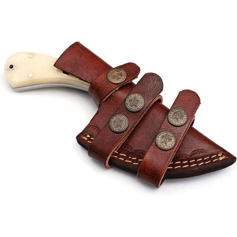Handmade Damascus Steel Skinning Knife Set  75 Overall  Camel Bone Wenge Wood  Buffalo Horn Handles 1