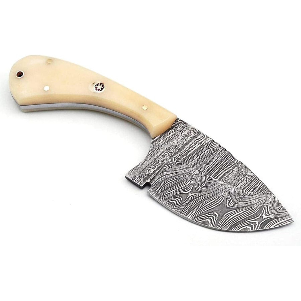Handmade Damascus Steel Skinning Knife Set  75 Overall  Camel Bone Wenge Wood  Buffalo Horn Handles 2