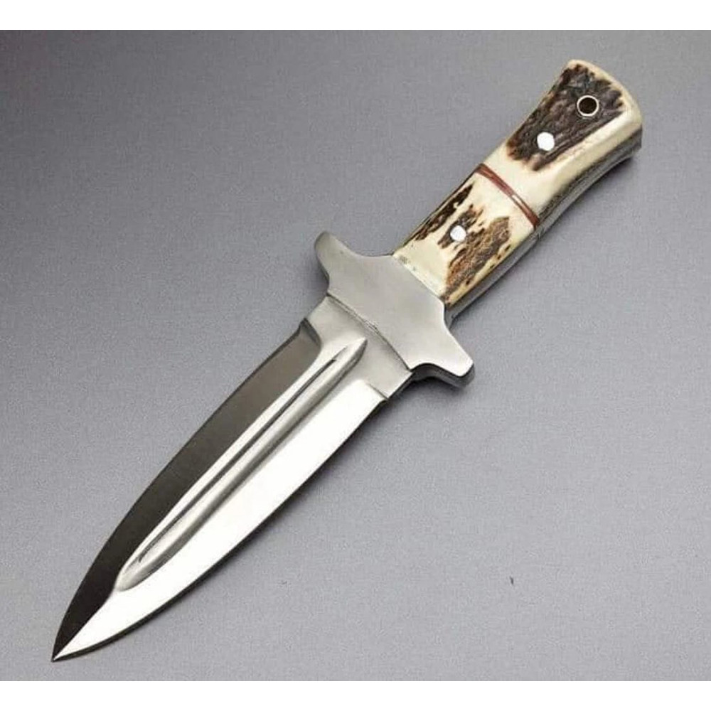 Handmade D2 Steel Knife 10 Inch 6 Inch Blade Stag Handle Steel Bolster 1