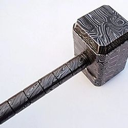 handmade full damascus steel hammer luxury heavy duty masterpiece 7kg silver black