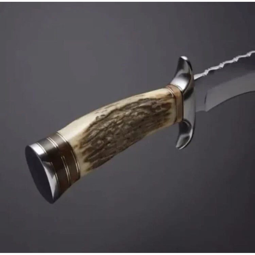 Handmade D2 Steel Bowie Knife Stag Horn Handle 13 Inch Hunting Camping Knife 3