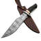 Handmade 14 Inch Damascus Steel Bowie Knife With Camel Bone  Wenge Wood Handle And Leather Sheath 2