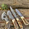 Handmade 4 Piece Damascus Steel Knives Set With Stag Horn Handles 1