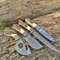 Handmade 4 Piece Damascus Steel Knives Set With Stag Horn Handles 2