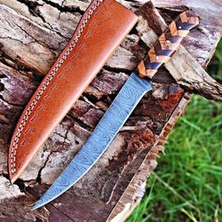 handmade 11.5" damascus steel fillet knife with wood handle – premium quality & gift choice