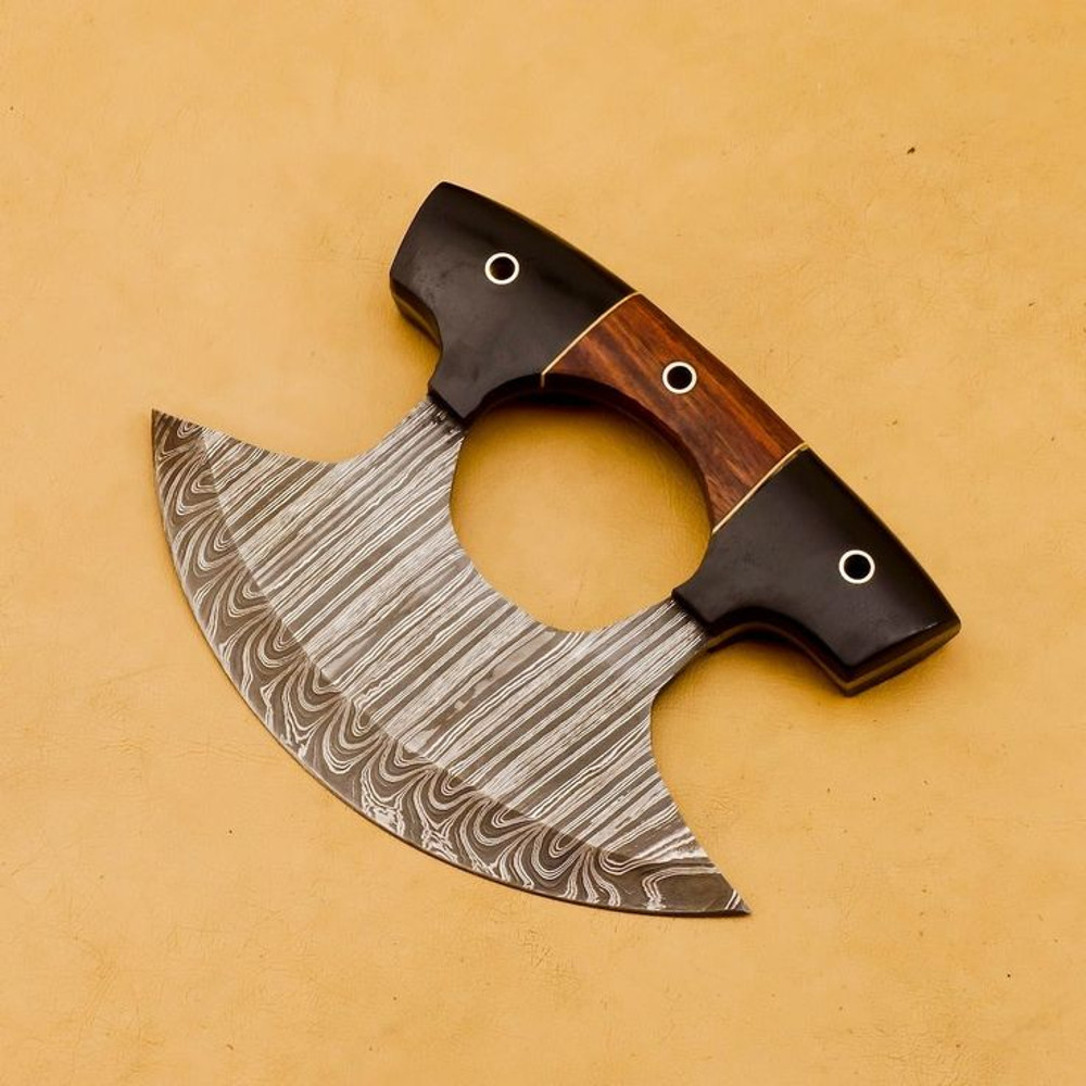 Handmade Damascus Steel Chef Ullu Knife With Resin  Wood Handle  Modern Kitchen Masterpiece With Le 1