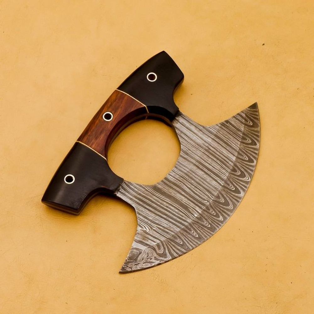 Handmade Damascus Steel Chef Ullu Knife With Resin  Wood Handle  Modern Kitchen Masterpiece With Le 2