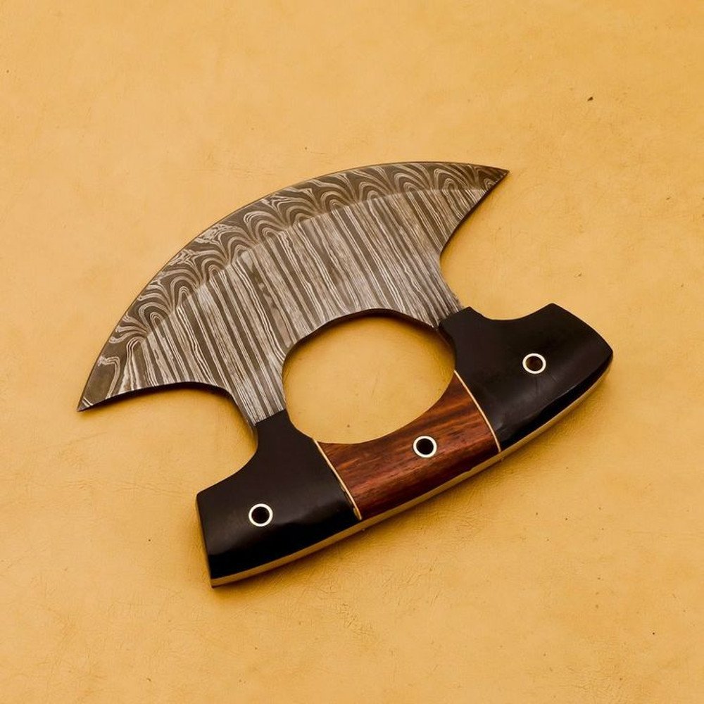 Handmade Damascus Steel Chef Ullu Knife With Resin  Wood Handle  Modern Kitchen Masterpiece With Le 3