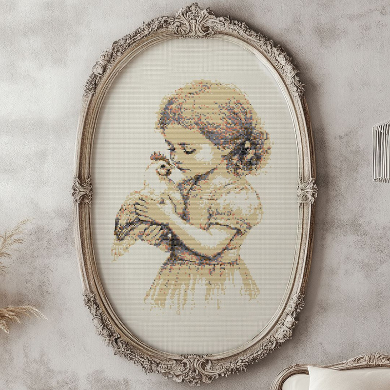 Cross Stitch Pattern PDFEmbroidery Design VintageGirl With Chicken Cross Stitch Vintage 1 Pdf For