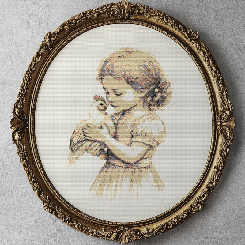 Cross Stitch Pattern PDFEmbroidery Design VintageGirl With Chicken Cross Stitch Vintage 1 Pdf For