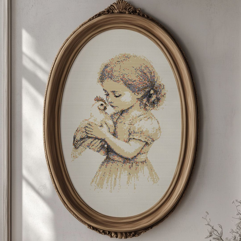 Cross Stitch Pattern PDFEmbroidery Design VintageGirl With Chicken Cross Stitch Vintage 1 Pdf For