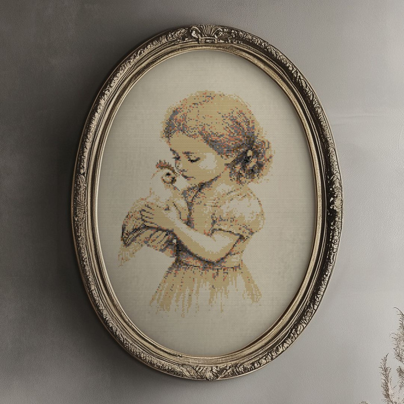 Cross Stitch Pattern PDFEmbroidery Design VintageGirl With Chicken Cross Stitch Vintage 1 Pdf For