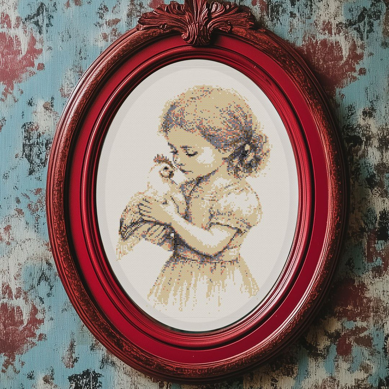 Cross Stitch Pattern PDFEmbroidery Design VintageGirl With Chicken Cross Stitch Vintage 1 Pdf For