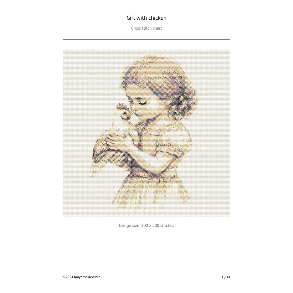Cross Stitch Pattern PDFEmbroidery Design VintageGirl With Chicken Cross Stitch Vintage 1 Pdf For
