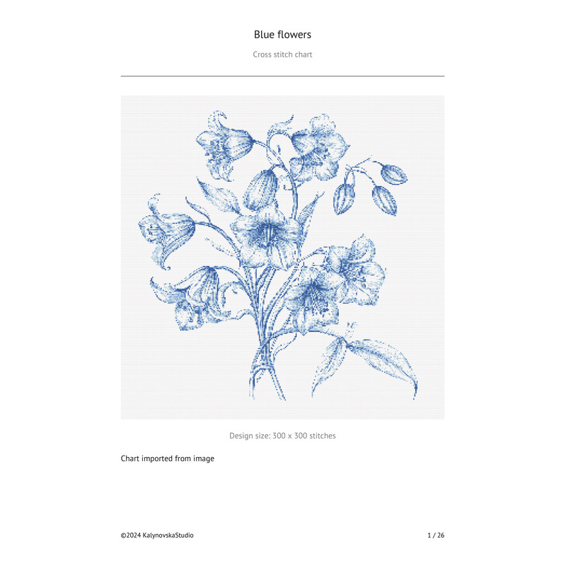 Blue Flowers Cross Stitch Vintage 1 Pdf For Printing Gift Instant Download Instant Download 7