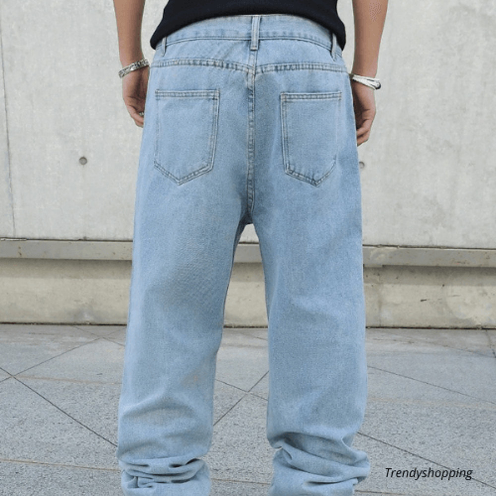 Mens Baggy Wide Leg Jeans Oversized Straight Denim Casual Solid Color Made Inhouse 2