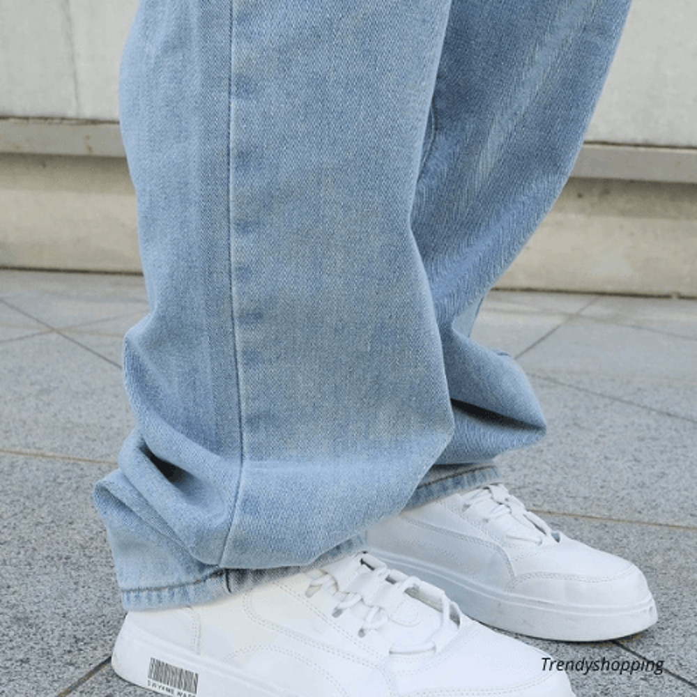 Mens Baggy Wide Leg Jeans Oversized Straight Denim Casual Solid Color Made Inhouse 4