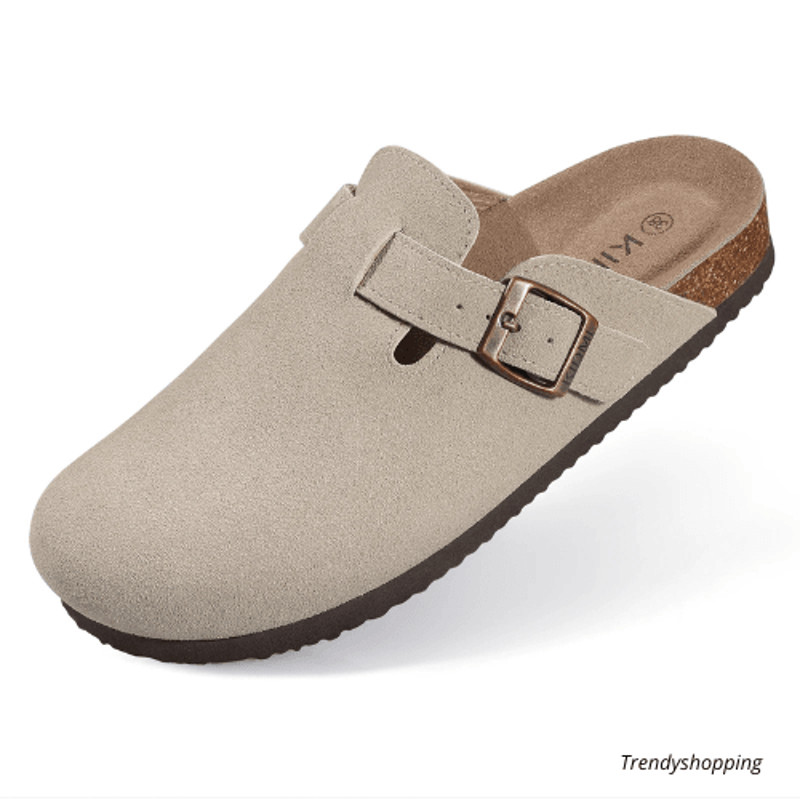 Womens Suede Mules Slippers Mens Clogs Cork Insole Sandals With Arch Support Handmade Home Shoes 18