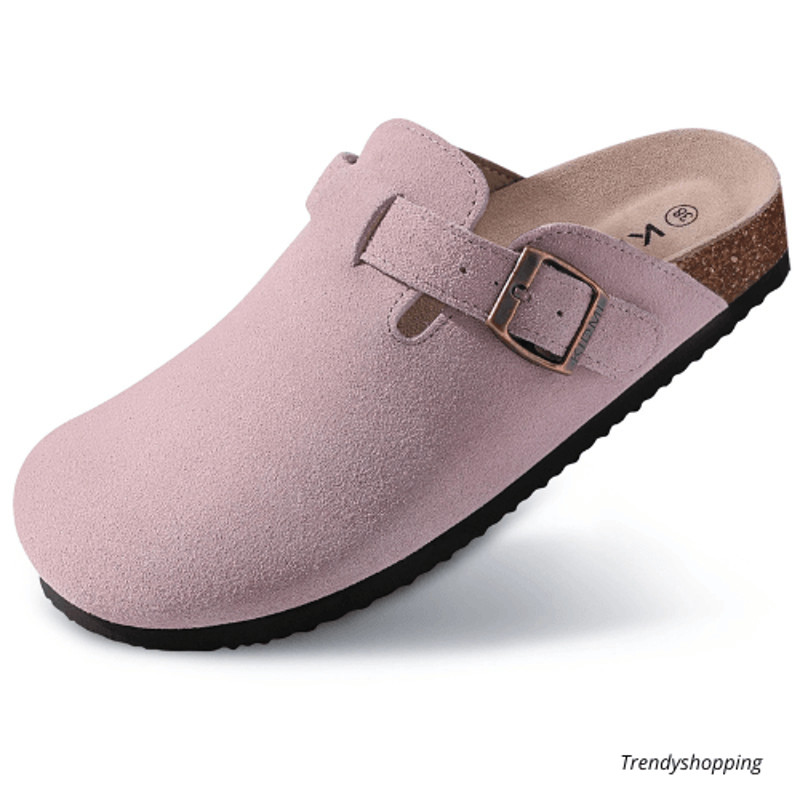 Womens Suede Mules Slippers Mens Clogs Cork Insole Sandals With Arch Support Handmade Home Shoes 19