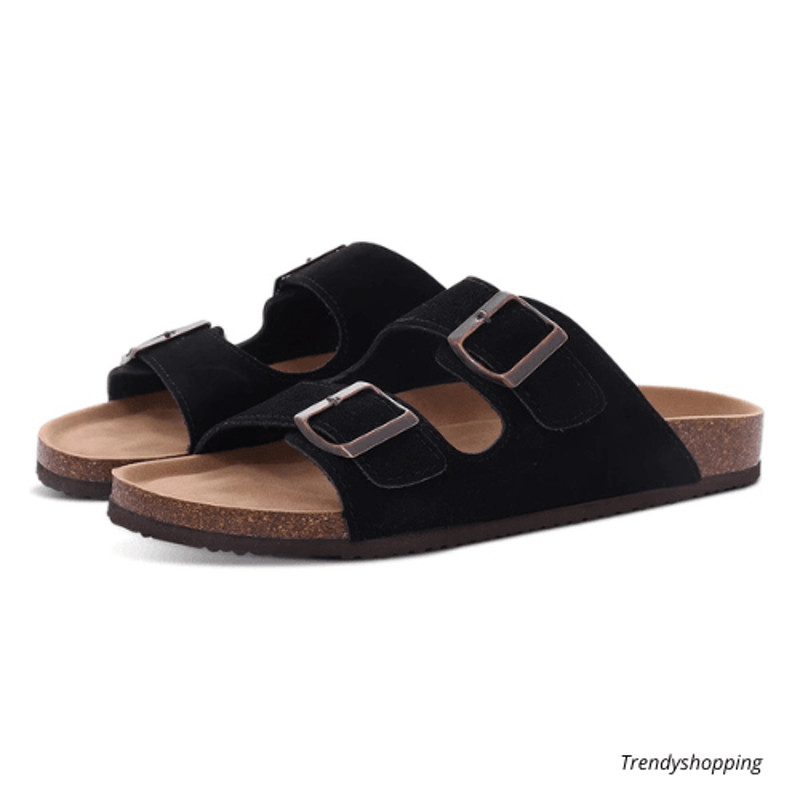 Womens Suede Mules Slippers Mens Clogs Cork Insole Sandals With Arch Support Handmade Home Shoes 9