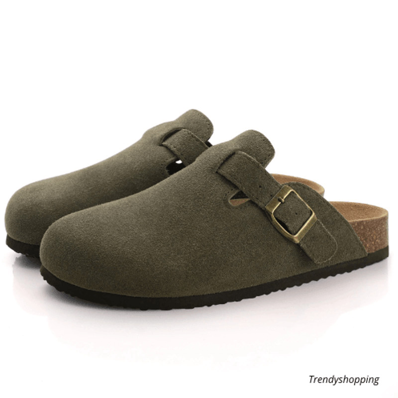 Womens Suede Mules Slippers Mens Clogs Cork Insole Sandals With Arch Support Handmade Home Shoes 15