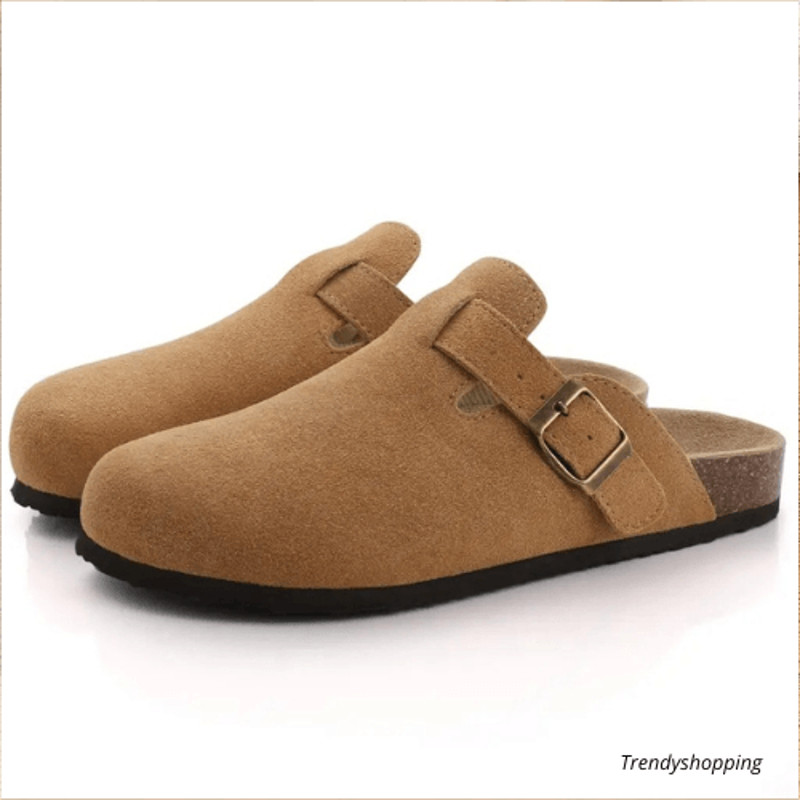 Womens Suede Mules Slippers Mens Clogs Cork Insole Sandals With Arch Support Handmade Home Shoes 16