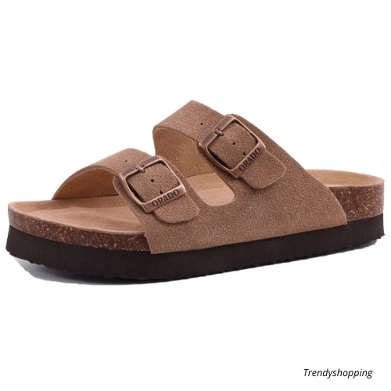 Womens Suede Mules Slippers Mens Clogs Cork Insole Sandals With Arch Support Handmade Home Shoes 7