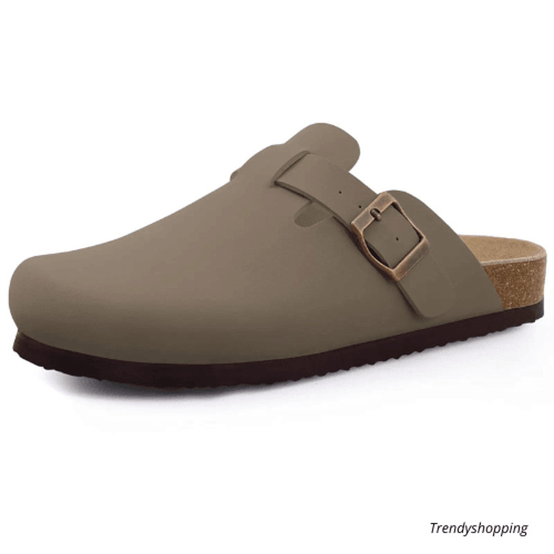 Womens Suede Mules Slippers Mens Clogs Cork Insole Sandals With Arch Support Handmade Home Shoes 13